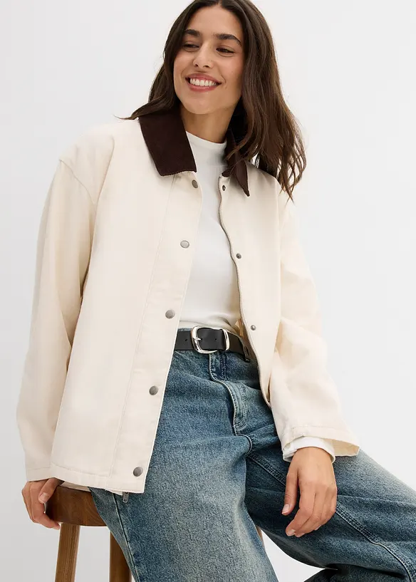 Veste légère en twill avec col en velours côtelé, bonprix