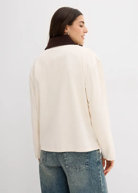 Veste légère en twill avec col en velours côtelé, bonprix