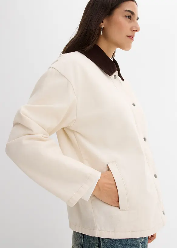 Veste légère en twill avec col en velours côtelé, bonprix