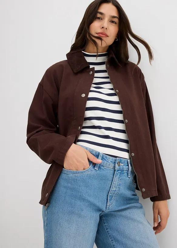 Veste légère en twill avec col en velours côtelé, bonprix