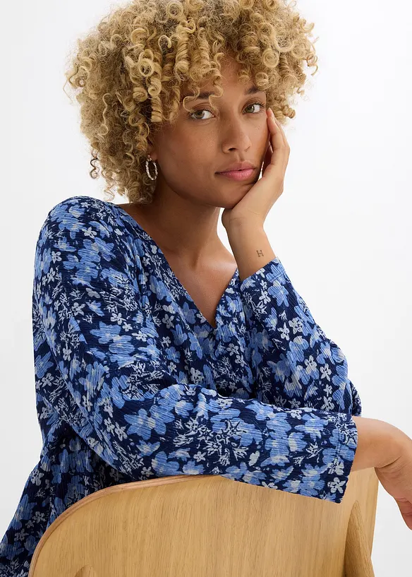 Robe en jersey crêpe gaufré, bonprix