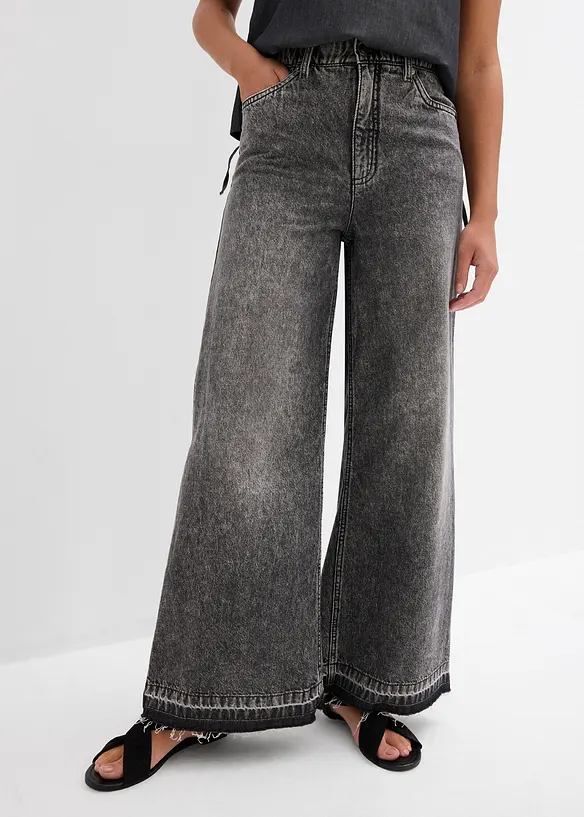 Jean large taille haute, raccourci, bonprix