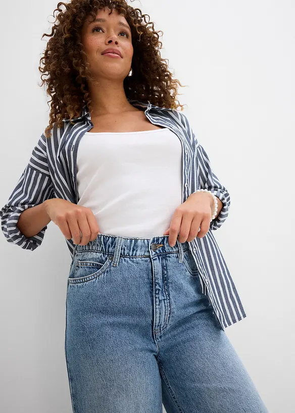 Jean large taille haute, raccourci, bonprix