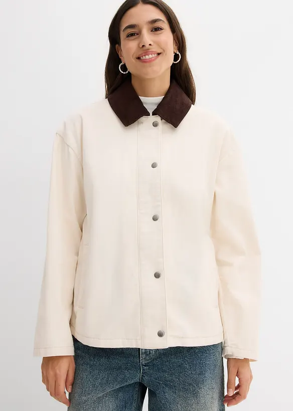 Veste légère en twill avec col en velours côtelé, bonprix