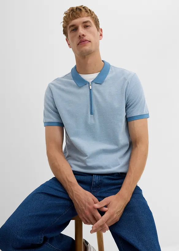 Polo en maille piquée à col zippé, bonprix