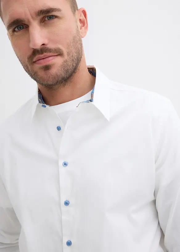Chemise habillée 100% coton à détails contrastants, regular, bonprix