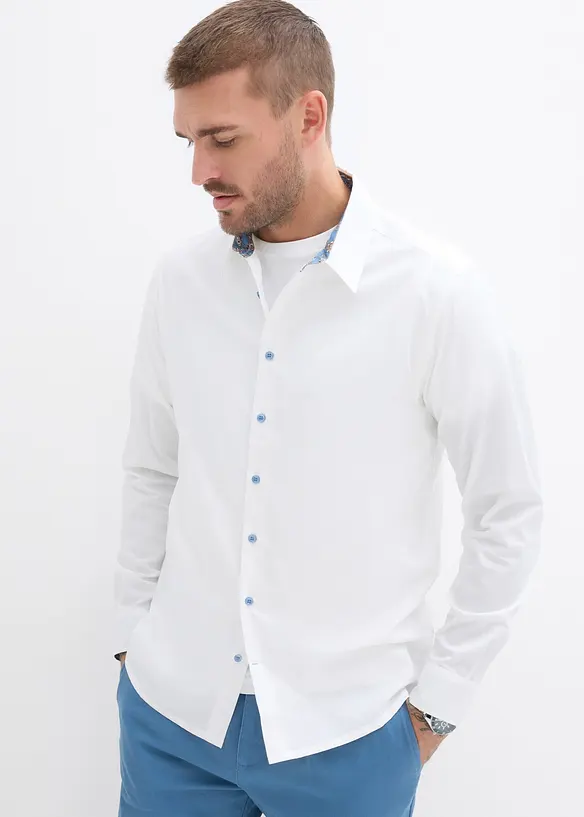 Chemise habillée 100% coton à détails contrastants, regular, bonprix