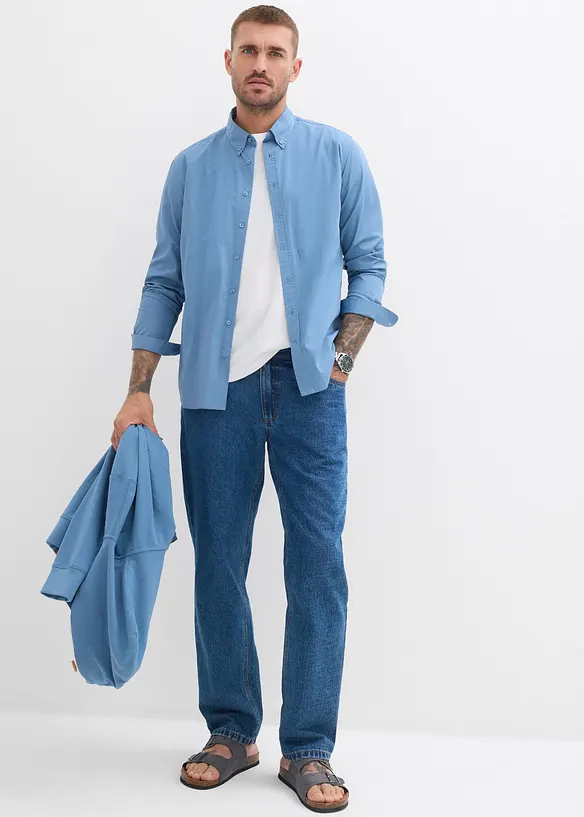 Chemise 100% coton avec applications coudes, bonprix