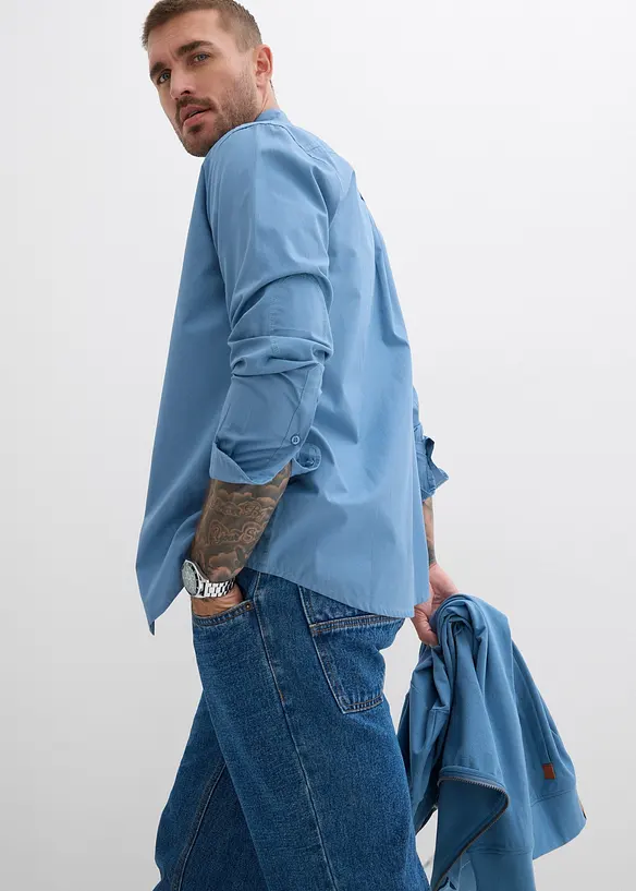 Chemise 100% coton avec applications coudes, bonprix