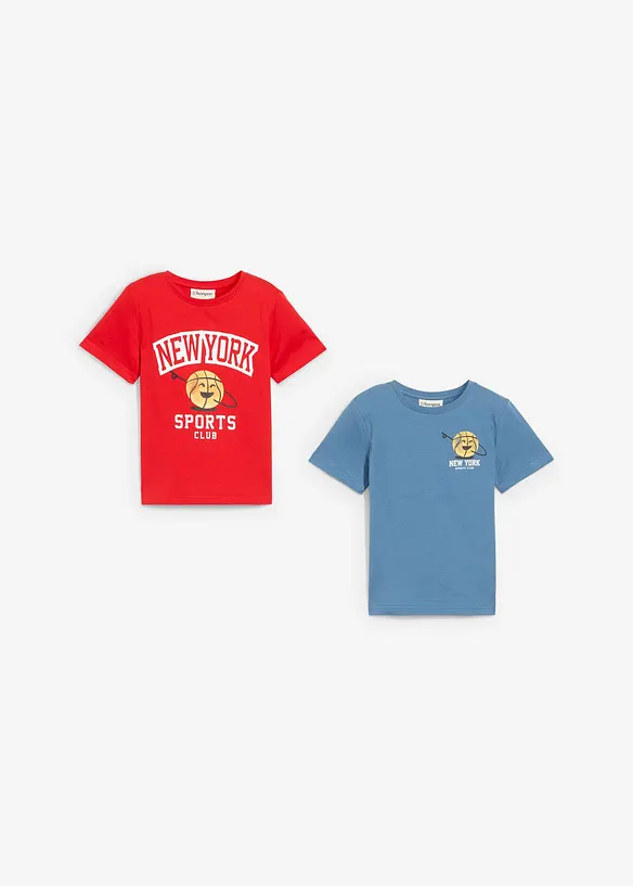 Lot de 2 T-shirts 100% coton, bonprix