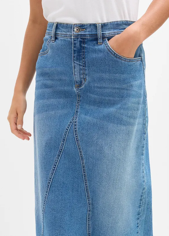 Jupe en jean extensible, taille haute, bonprix