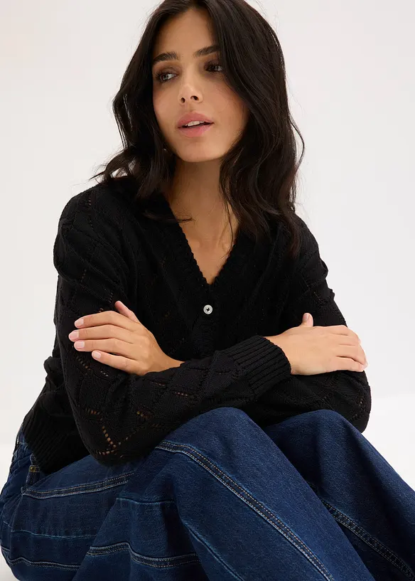 Gilet en maille ajourée, bonprix