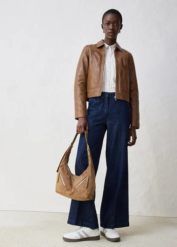 Veste en cuir d’agneau nappa, bonprix