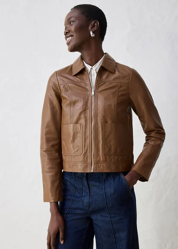 Veste en cuir d’agneau nappa, bonprix