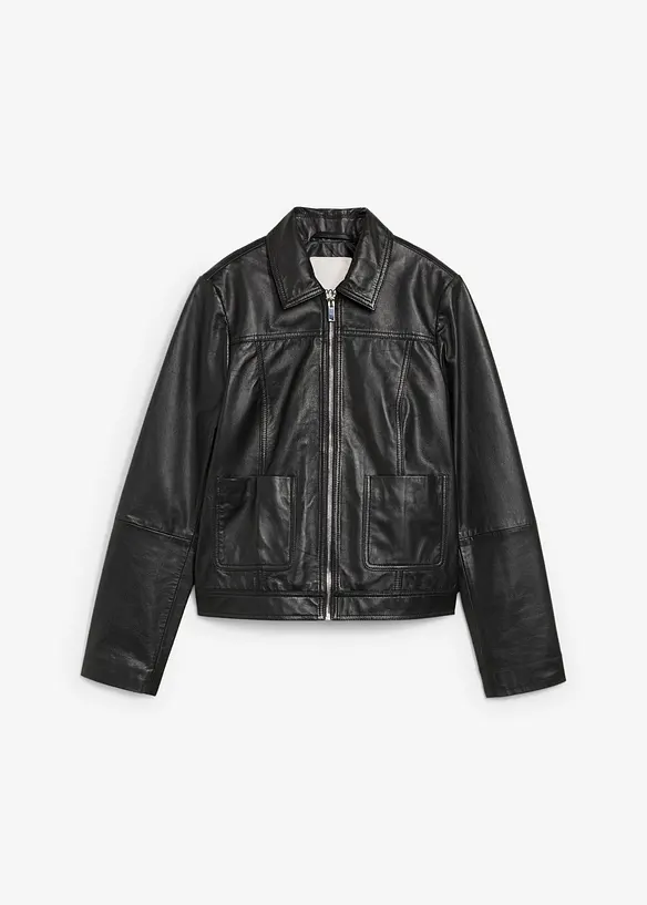 Veste en cuir d’agneau nappa, bonprix