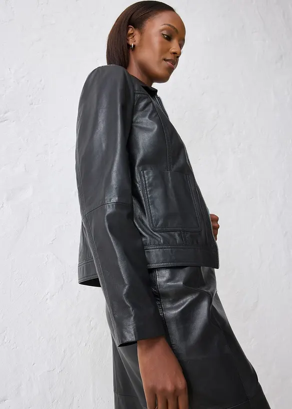 Veste en cuir d’agneau nappa, bonprix