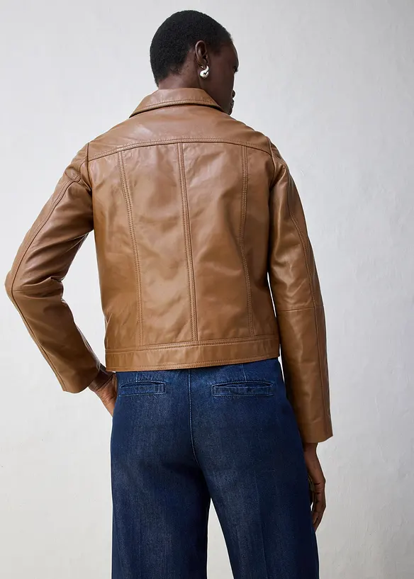 Veste en cuir d’agneau nappa, bonprix