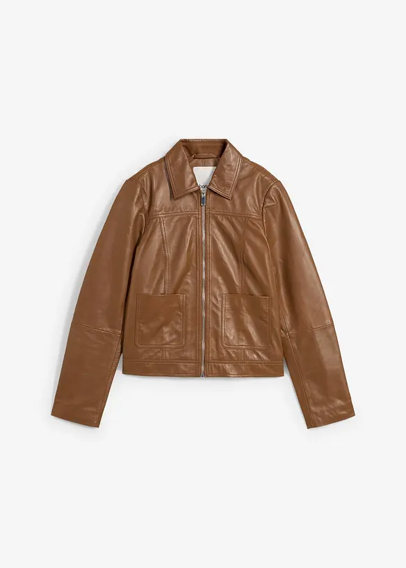 Veste en cuir d’agneau nappa, bonprix