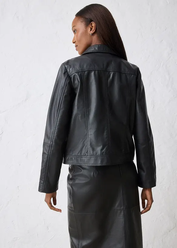 Veste en cuir d’agneau nappa, bonprix