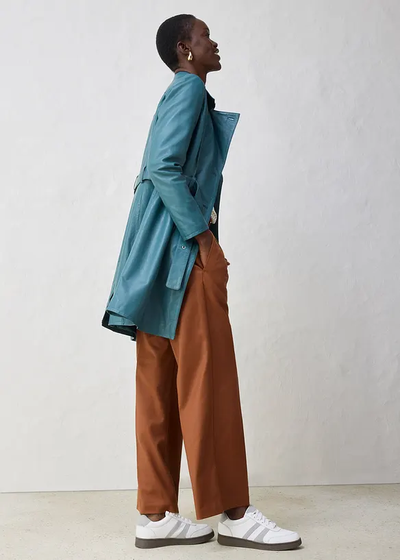 Trench-coat en cuir d’agneau nappa, bonprix