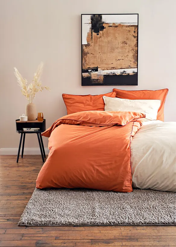 Parure de lit en coton renforcé à passepoil contrastant, bonprix