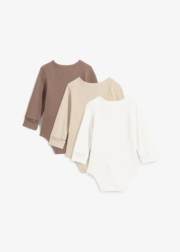 Lot De 3 Bodies Manches Longues Bébé - Coton Doux, Unisexe, Boutons-pression Entrejambe - Taille 0-12 Mois