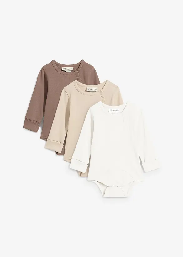 Lot de 3 bodies manches longues évolutifs, bonprix