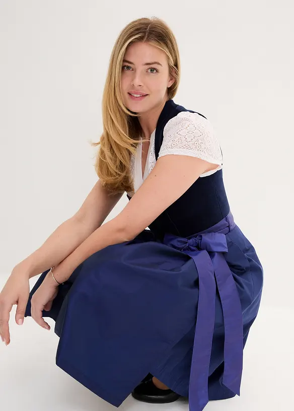 Dirndl avec corsage en velours et tablier en satin, bonprix