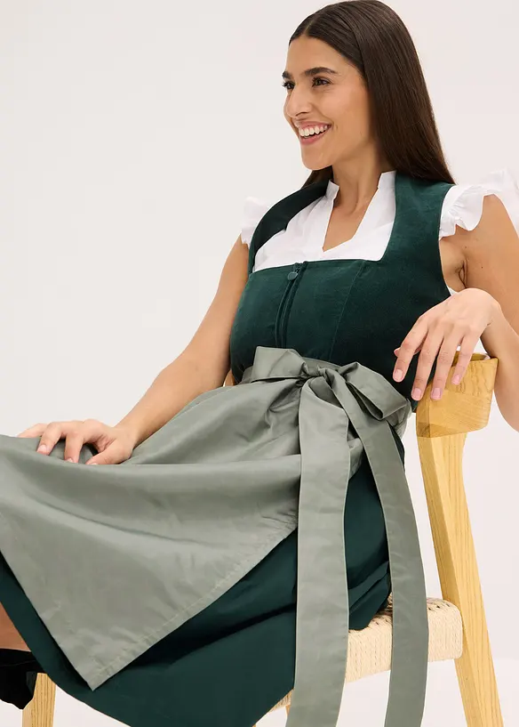 Chemisier de Dirndl à col montant et mancherons volantés, bonprix