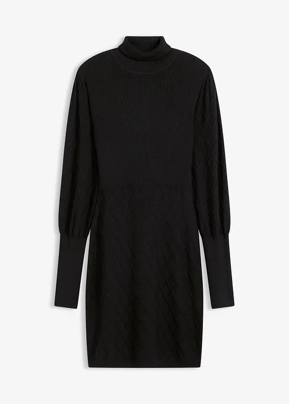 Robe en maille à col roulé, bonprix