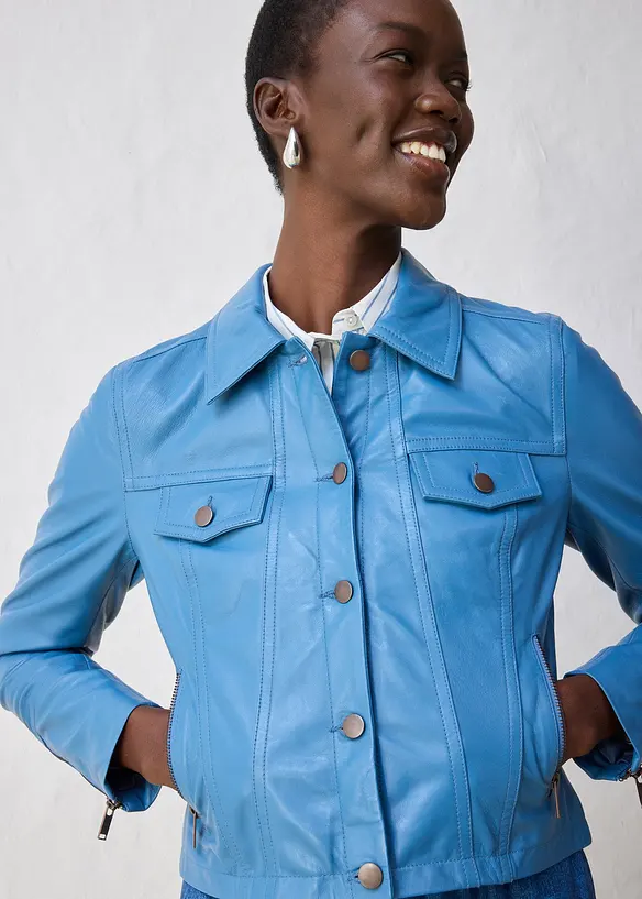 Veste en cuir nappa d’agneau, bonprix