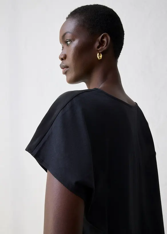 T-shirt avec soie et empi&egrave;cement tiss&eacute;, bonprix