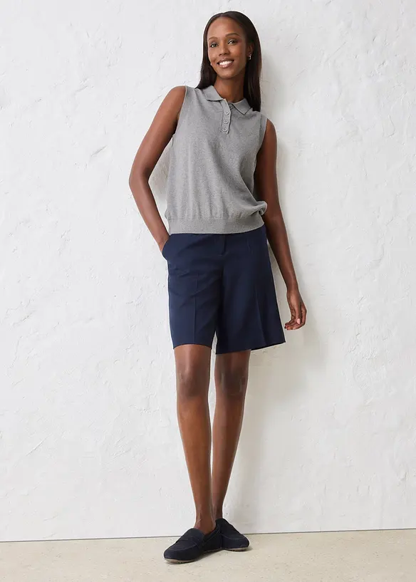 Top en fine maille avec soie et col polo, bonprix