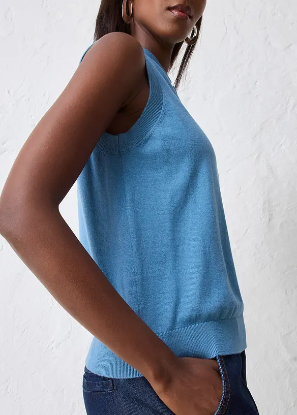 Top en fine maille avec soie et col polo, bonprix