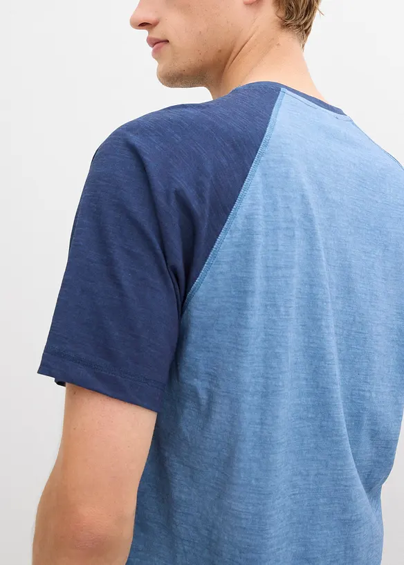 T-shirt d&eacute;lav&eacute; col tunisien 100% coton, bonprix