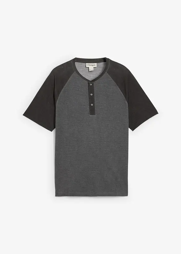 T-shirt d&eacute;lav&eacute; col tunisien 100% coton, bonprix