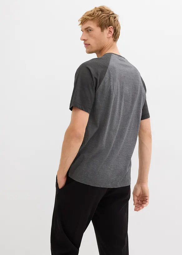 T-shirt d&eacute;lav&eacute; col tunisien 100% coton, bonprix