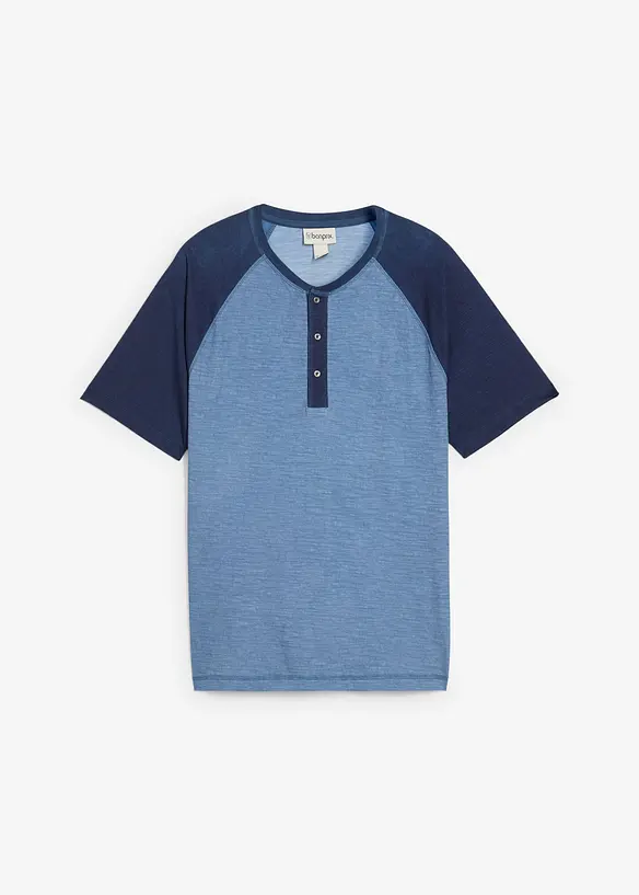 T-shirt d&eacute;lav&eacute; col tunisien 100% coton, bonprix