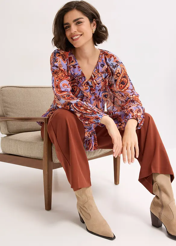 Chemisier en mousseline à volants, bonprix