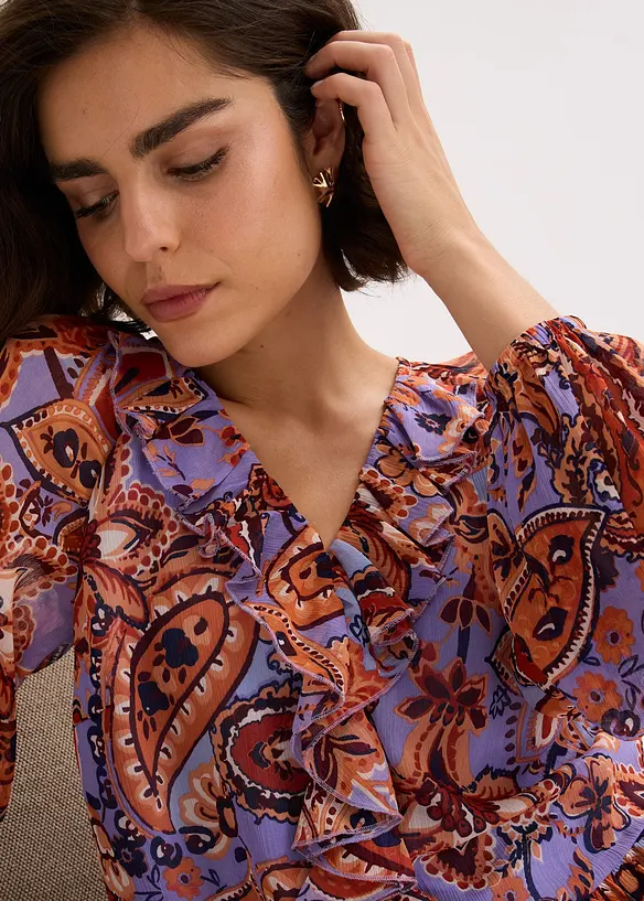 Chemisier en mousseline à volants, bonprix