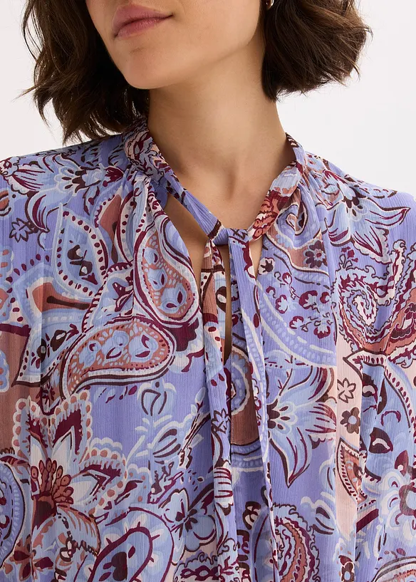 Robe-tunique en mousseline avec col lavallière, bonprix