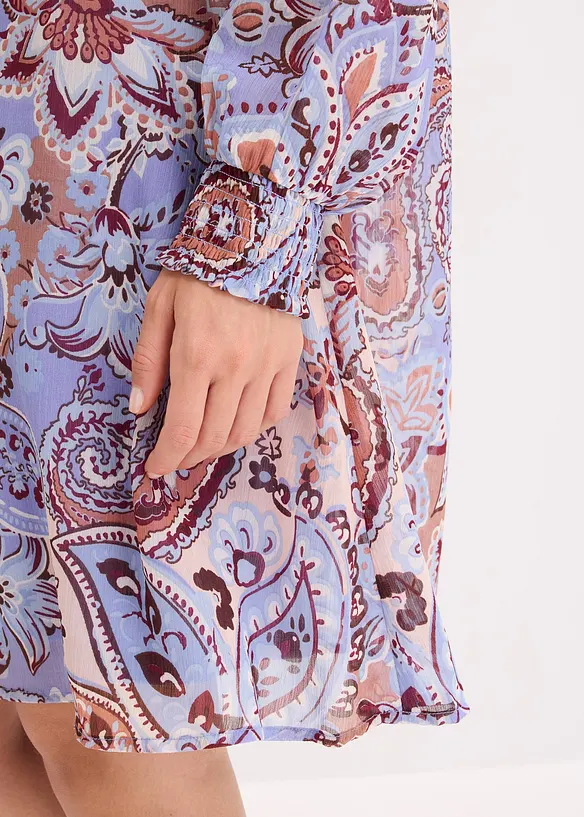 Robe-tunique en mousseline avec col lavallière, bonprix