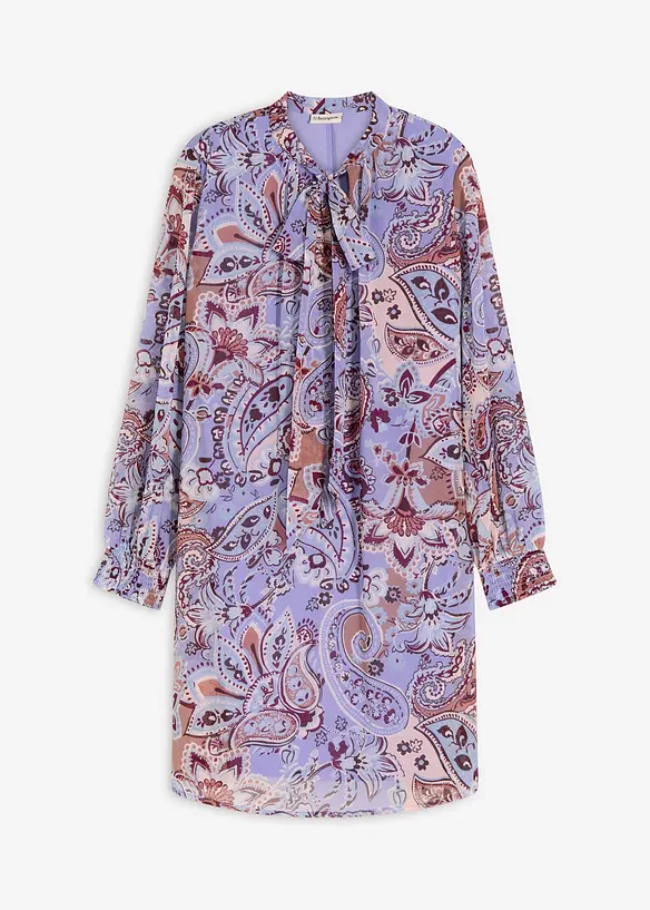 Robe-tunique en mousseline avec col lavallière, bonprix