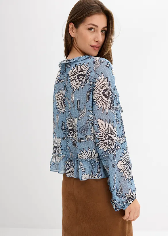 Blouse en mousseline à volants, bonprix