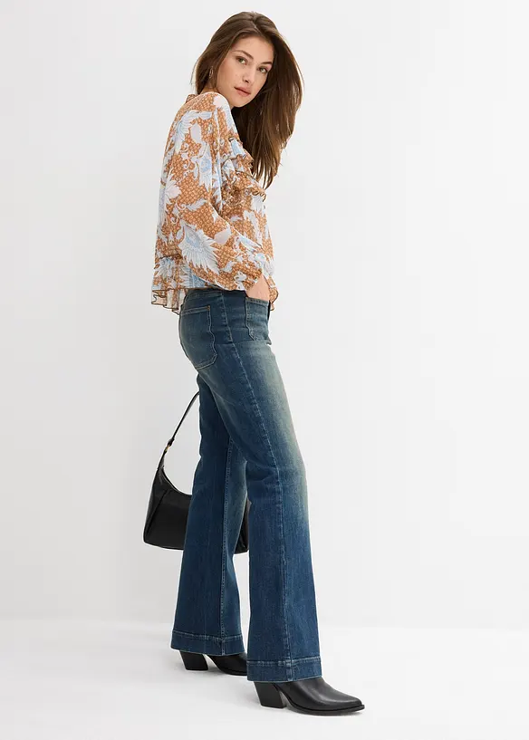 Blouse en mousseline à volants, bonprix