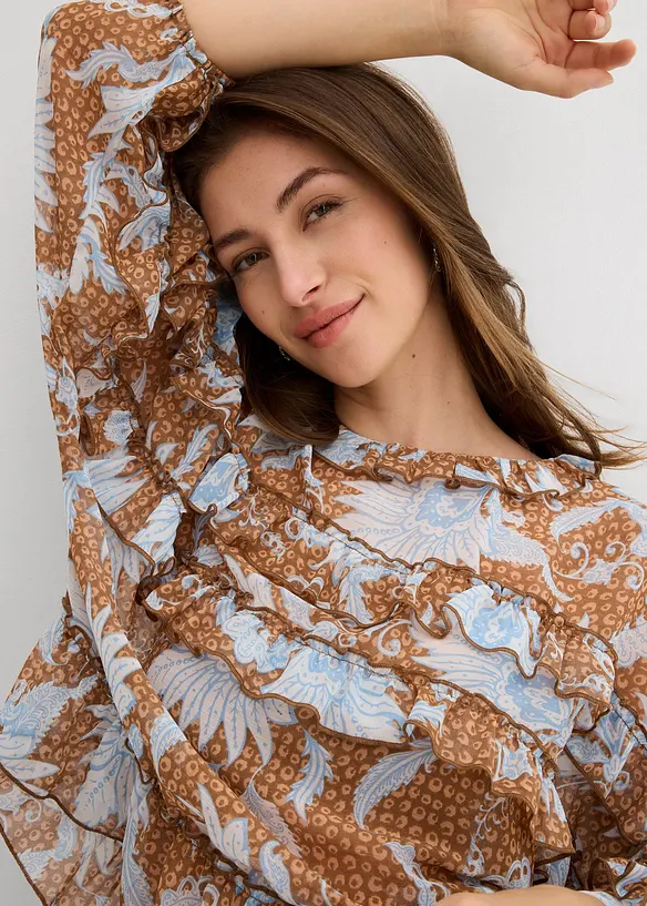 Blouse en mousseline à volants, bonprix