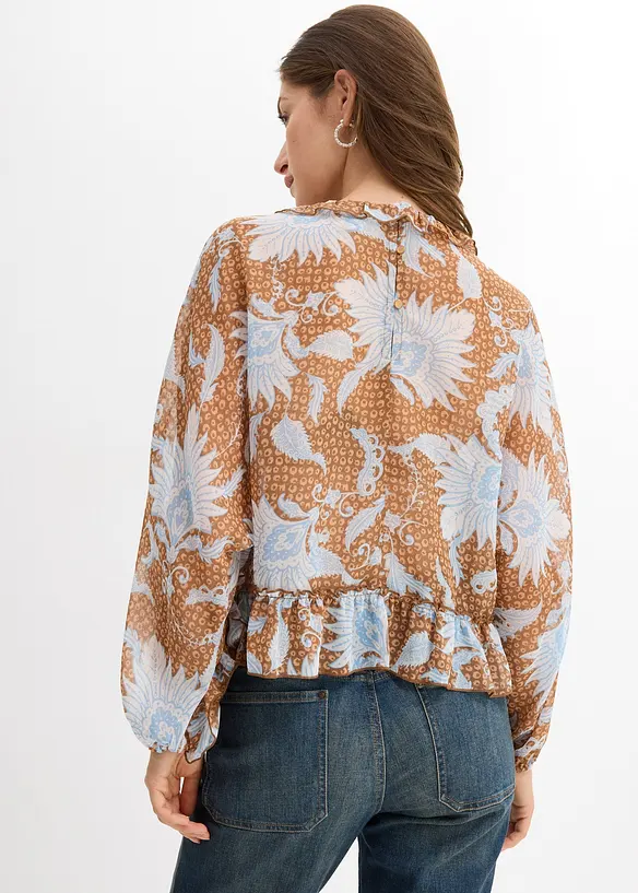 Blouse en mousseline à volants, bonprix