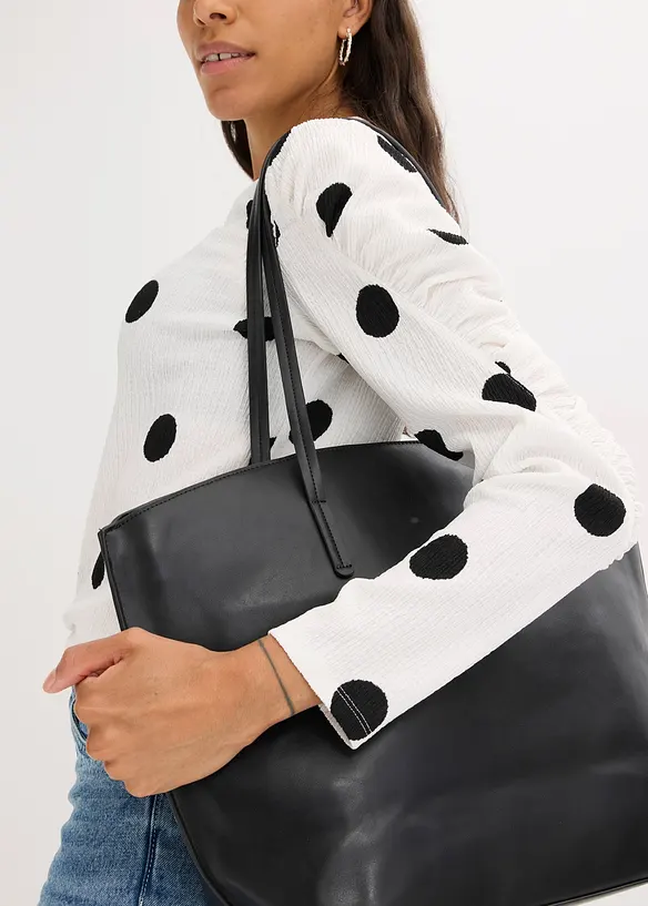 T-shirt manches longues en crêpe texturé, bonprix