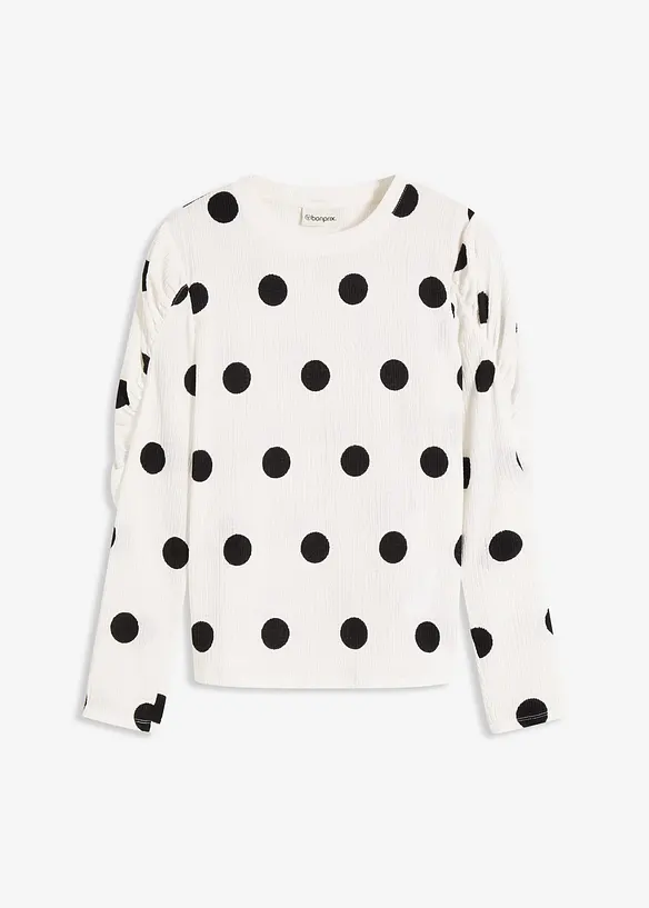 T-shirt manches longues en crêpe texturé, bonprix