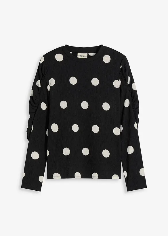 T-shirt manches longues en crêpe texturé, bonprix